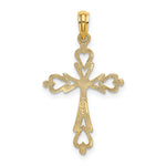 14K Cross Cut-Out w/ Heart Ends Charm