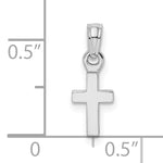 14K White Gold 3-D and Polished Mini Cross Charm