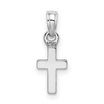 14K White Gold 3-D and Polished Mini Cross Charm