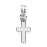 14K White Gold 3-D and Polished Mini Cross Charm