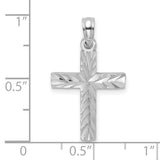 14K White Gold D/C Block Cross  Charm