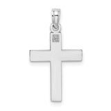14K White Gold D/C Block Cross  Charm