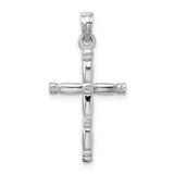 14K White Gold 3-D Polished Cross Charm