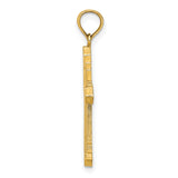 14K Solid Beaded Cross Charm