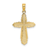 14K Solid Beaded Cross Charm