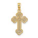 14K Lace Center Budded Cross Charm
