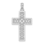 14K White Gold Polished Square Cross w/ Heart Design Charm