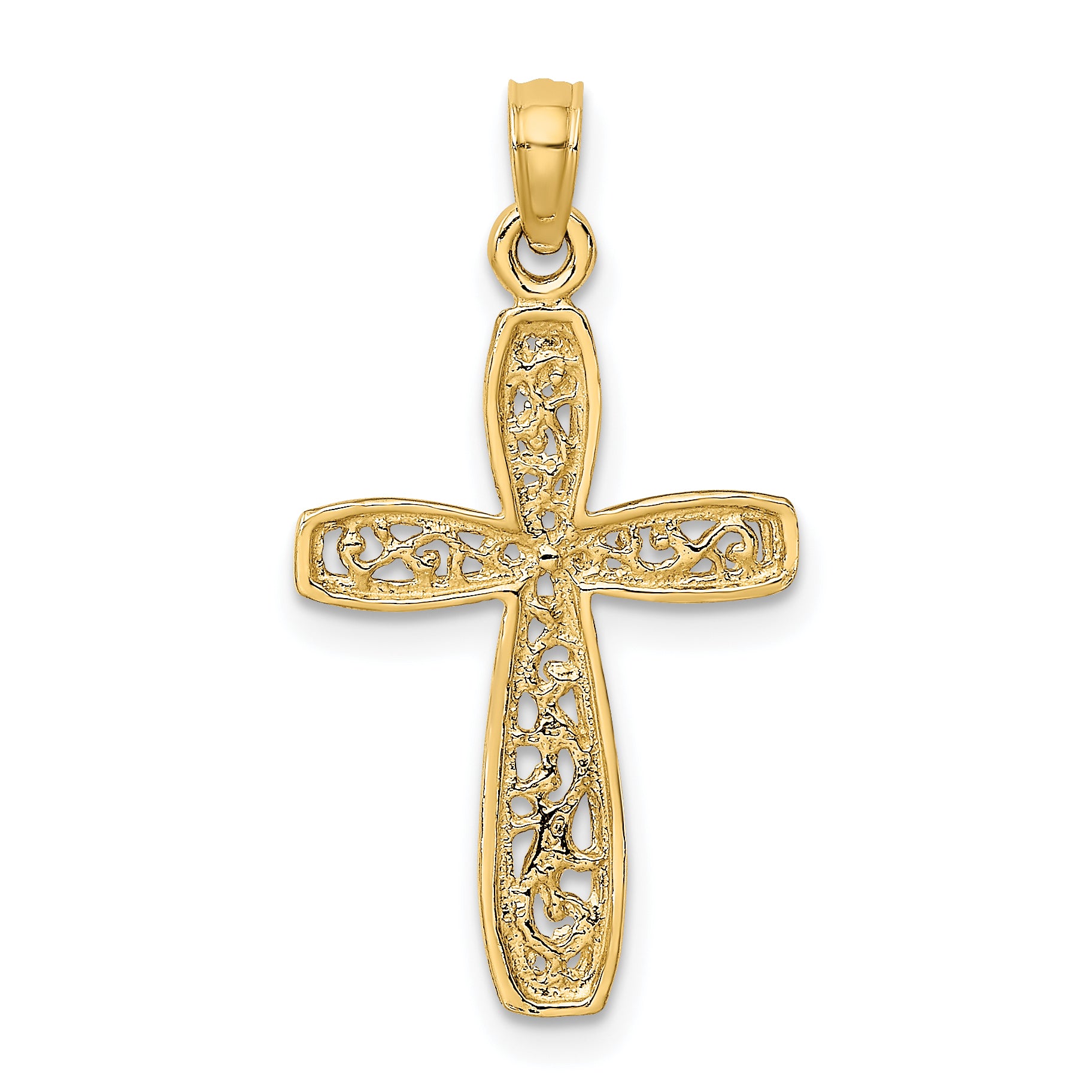 14K Cross w/ Filigree Center Charm