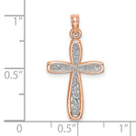 14K Rose w/ White Rhodium Filigree Center Border