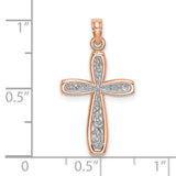 14K Rose w/ White Rhodium Filigree Center Border