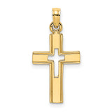 14K Polished and Cut-Out Cross Charm