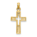 14K Polished and Cut-Out Cross Charm