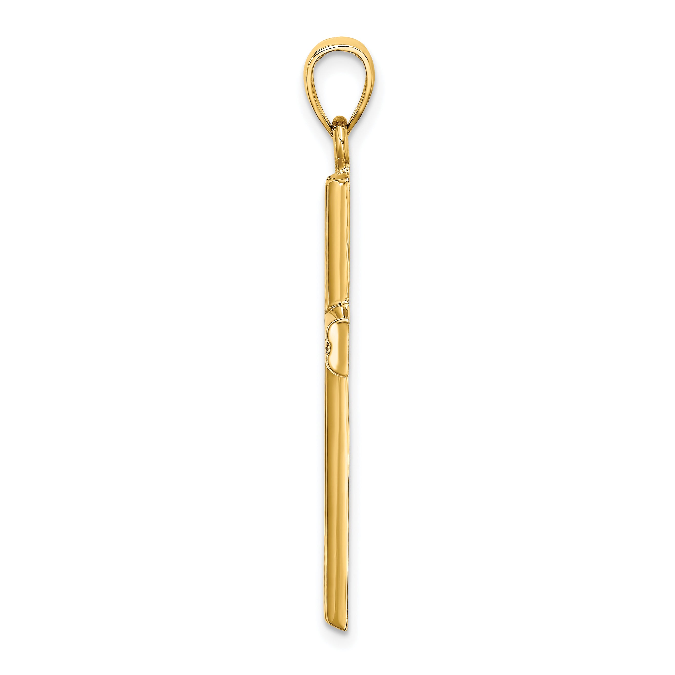 14K Polished Beaded Cross Charm