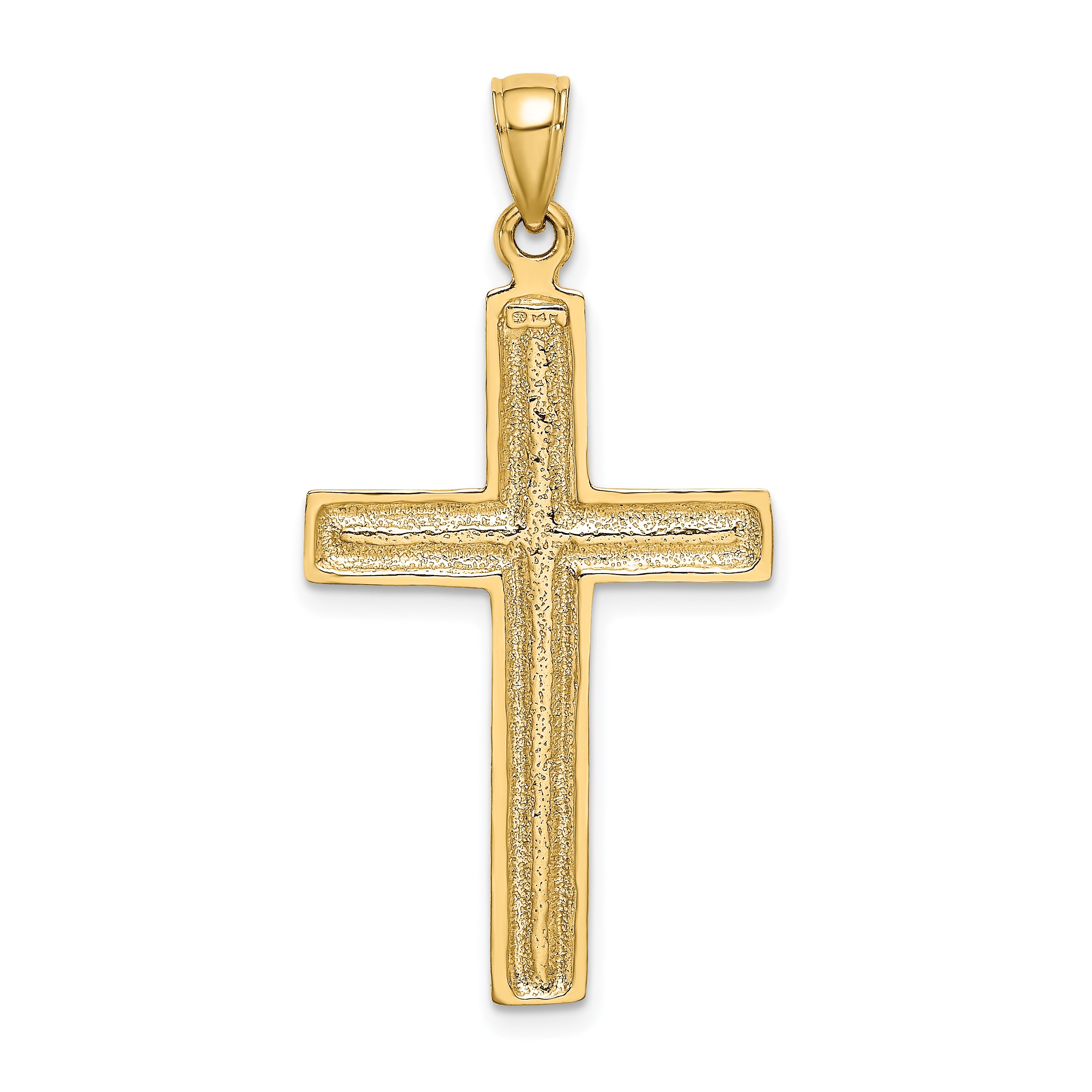 14K Polished Beaded Cross Charm