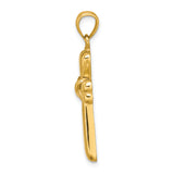 14K Polished X and Heart Cross  Charm