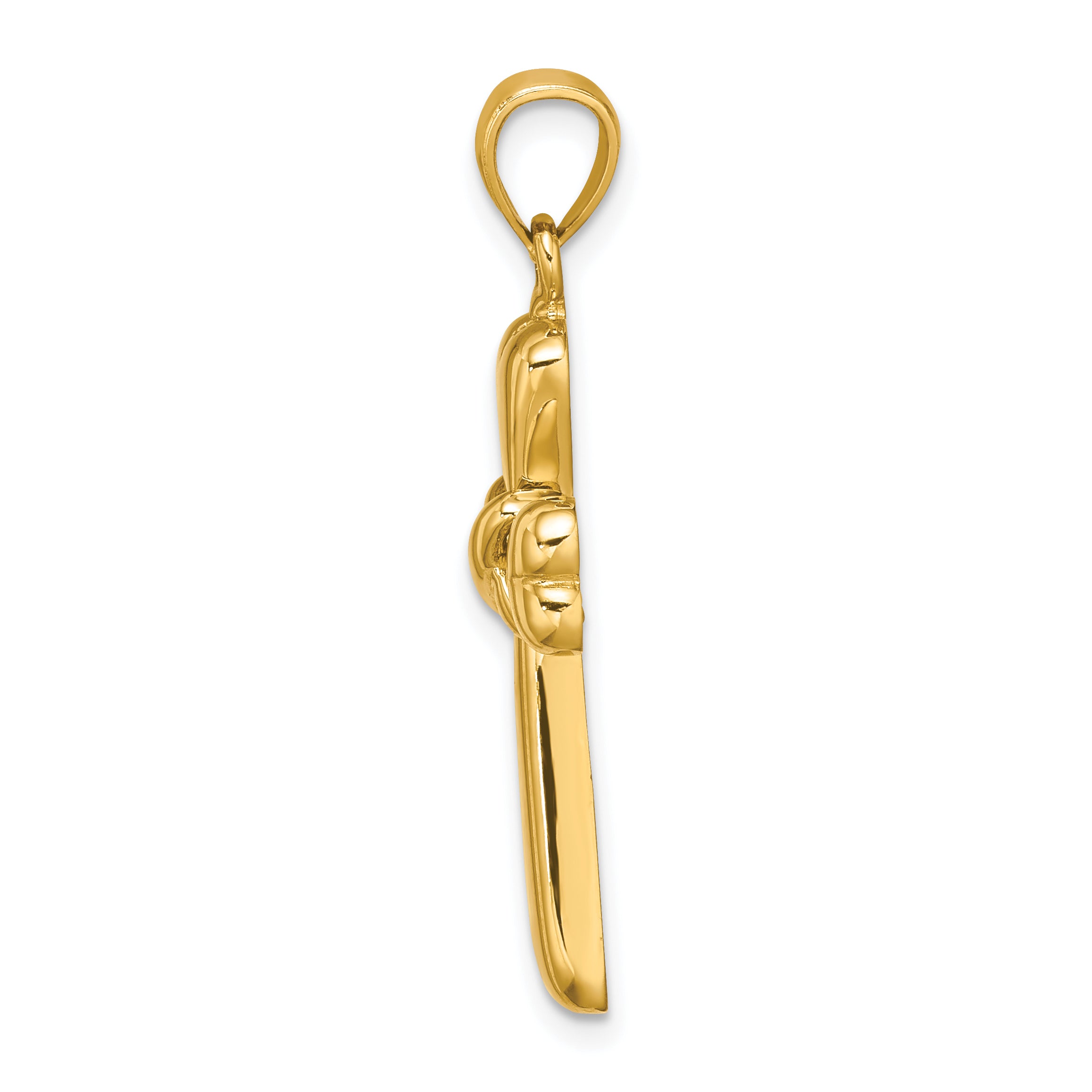 14K Polished X and Heart Cross  Charm
