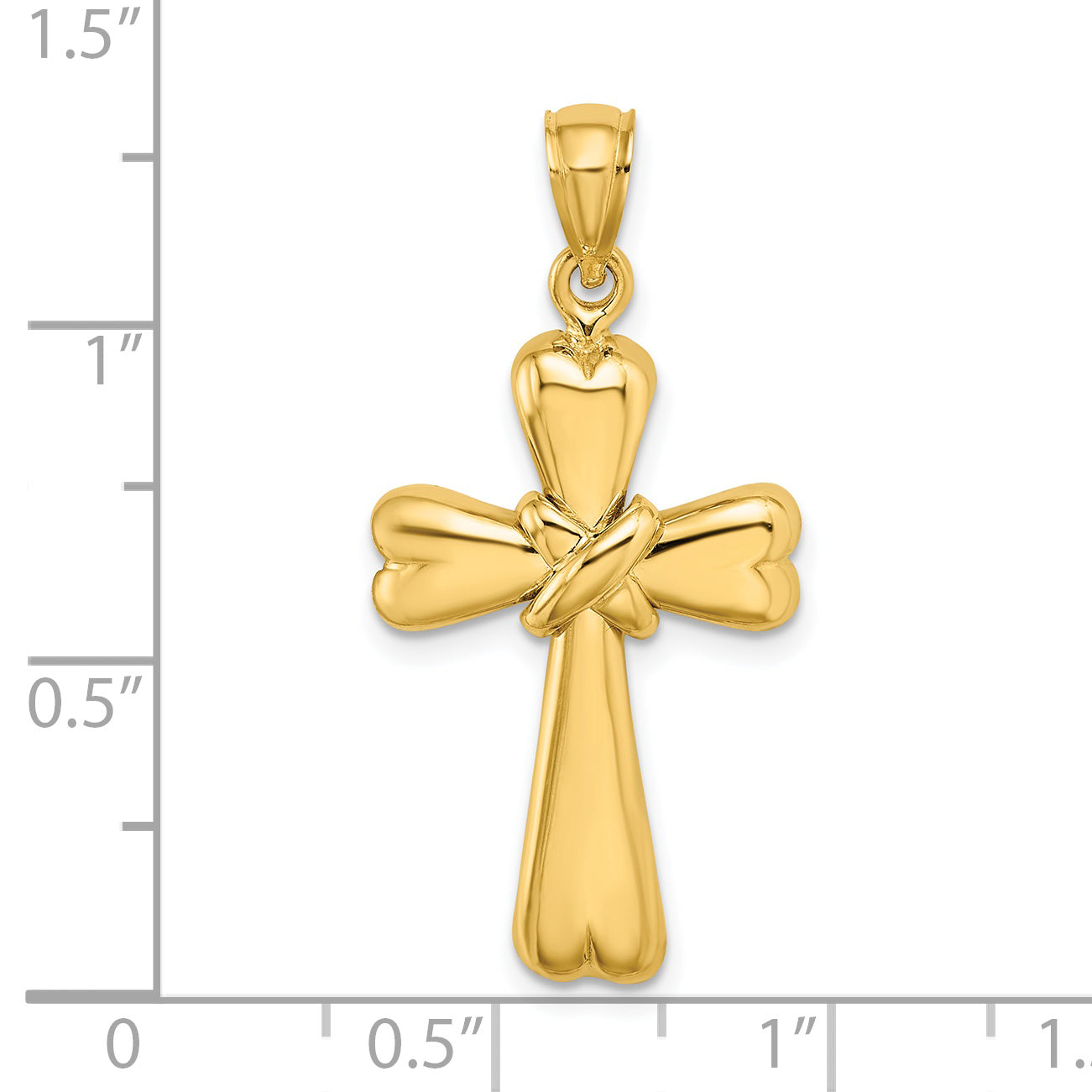 14K Polished X and Heart Cross  Charm