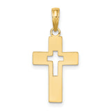 14K Polished Cut-Out Cross Charm