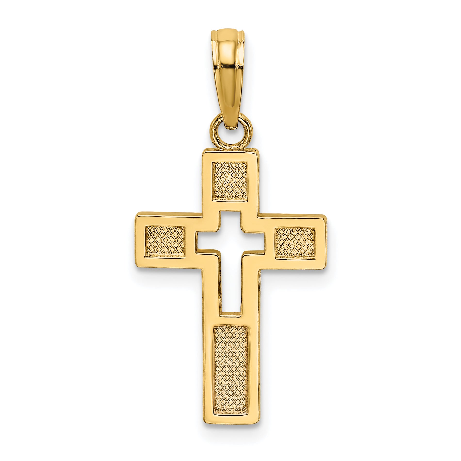 14K Polished Cut-Out Cross Charm