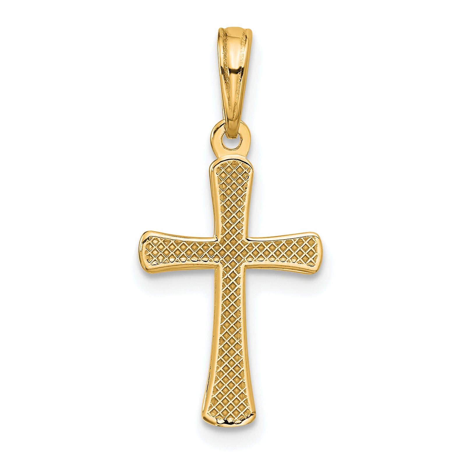 14K Polished Beveled Cross w/ Round Tips Charm