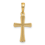 14K Polished Beveled Cross w/ Round Tips Charm