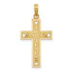 14K Cut-Out Heart w/I LOVE JESUS on Reverse Crucifix Charm