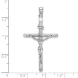 14K White Gold Textured Crucifix Charm