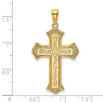14K 2-D Filigree Center Block Cross Charm