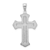 14K White Gold 2-D Filigree Center Block Cross Charm