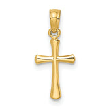 14K Polished Beveled Cross w/ Round tips Charm