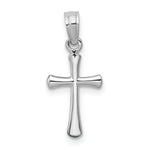 14K White Gold Polished Beveled Cross w/ Round tips Charm