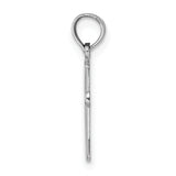 14K White Gold Polished Beveled Cross w/ Round tips Charm