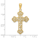 14K Textured and Beaded Edge Cross Charm
