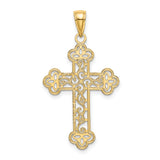 14K Textured and Beaded Edge Cross Charm