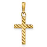 14K Beaded and Polished Cross Charm