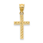 14K Beaded and Polished Cross Charm