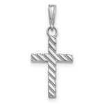14K White Gold Beaded and Polished Cross Charm
