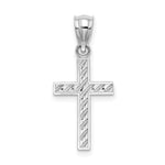 14K White Gold Beaded and Polished Cross Charm