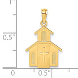 14K Church w/ Cross On Door Charm