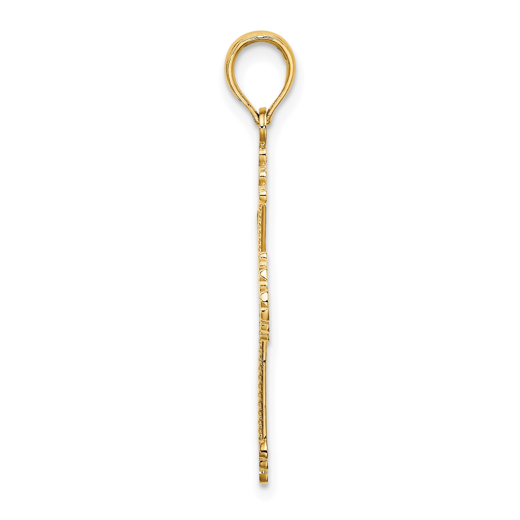 14K Cross w/ Heart Center Charm