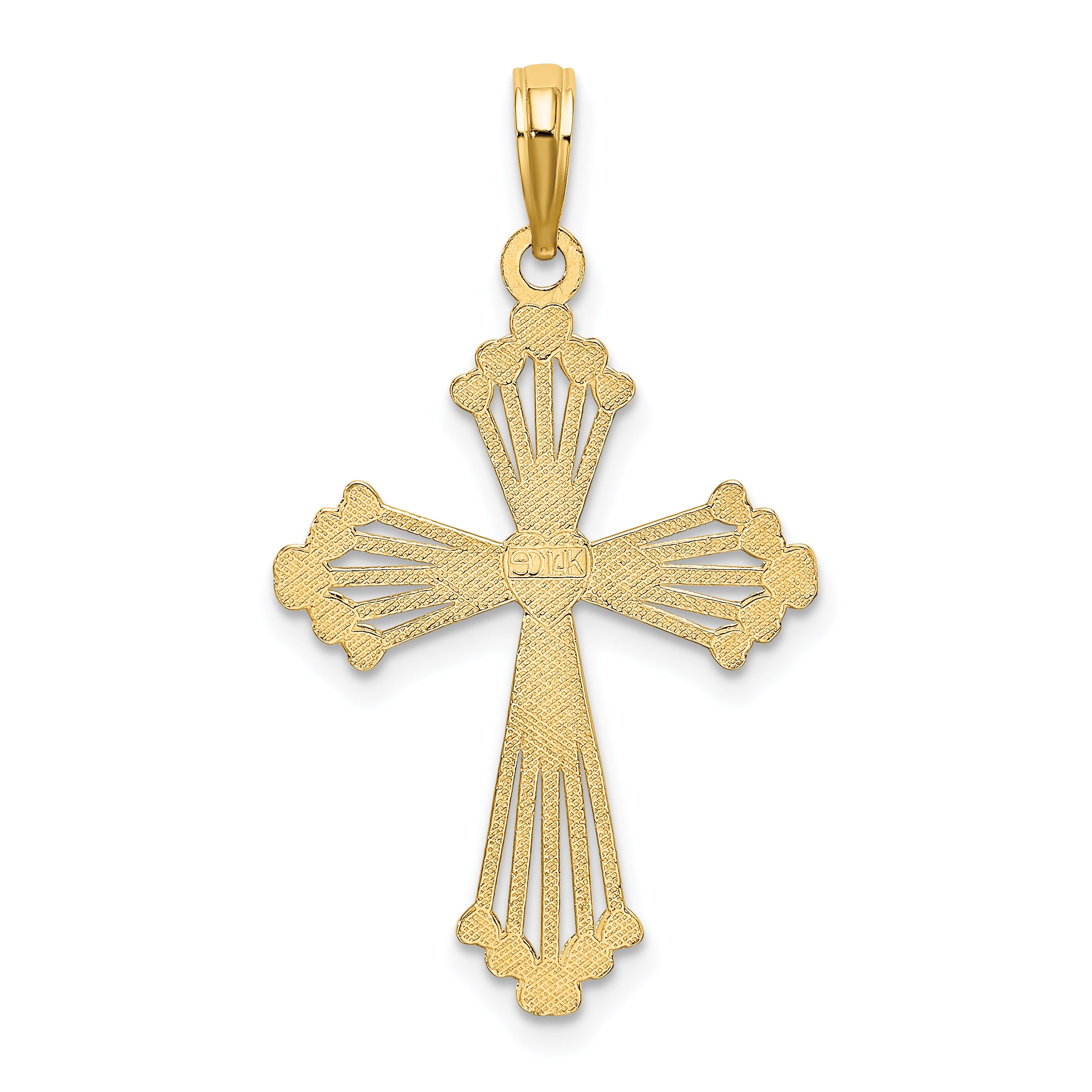 14K Cross w/ Heart Center Charm