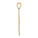 14K D/C and Cut-Out Stripes W/ Heart In Center Cross Charm