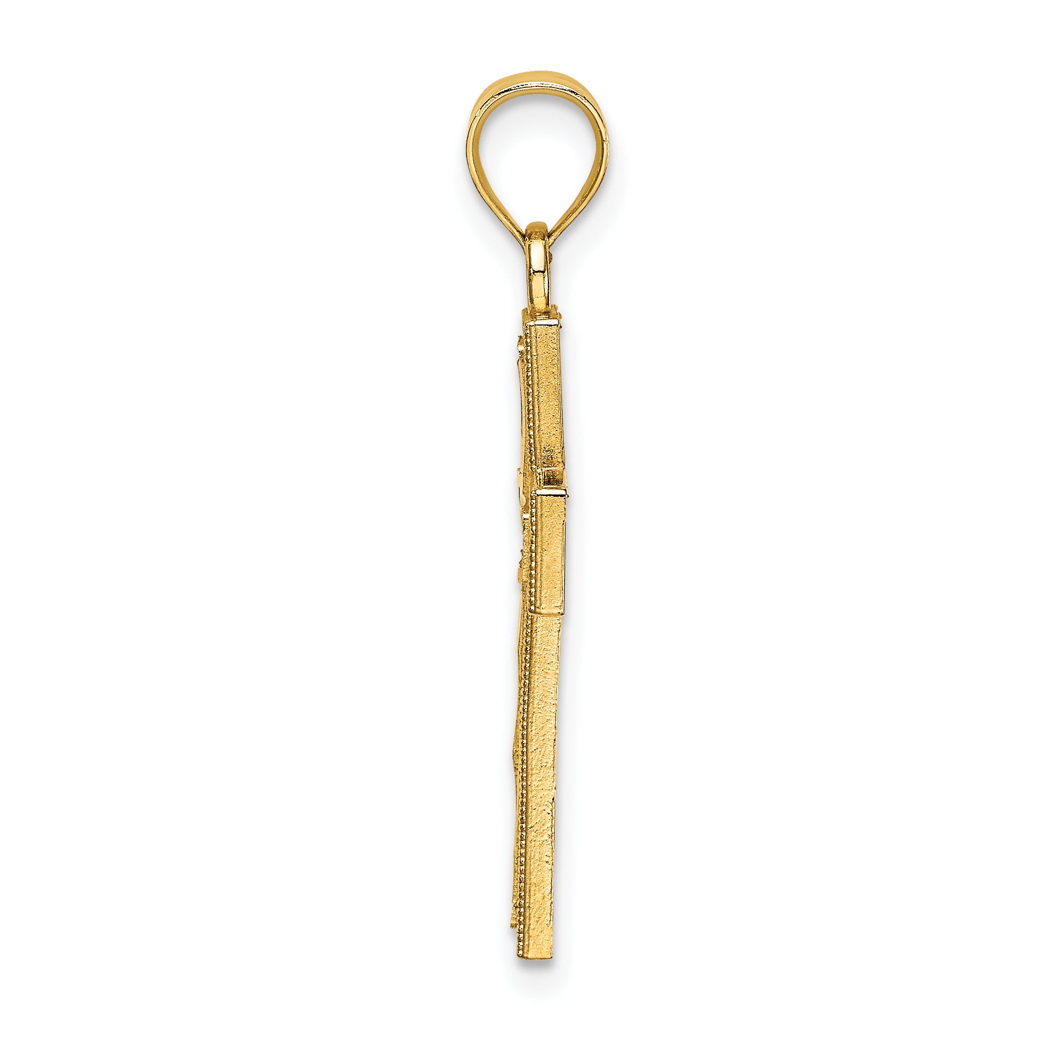 14K Block Cross Charm