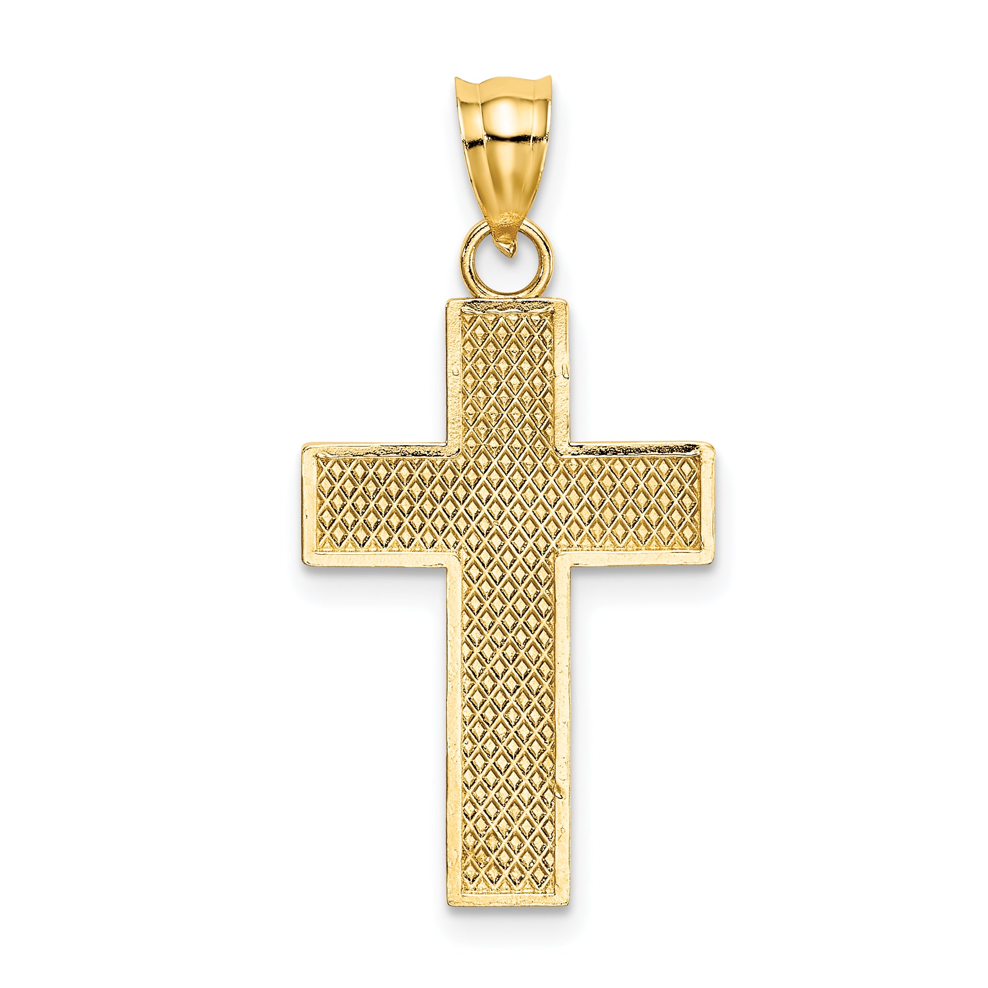 14K Block Cross Charm