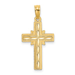 14K D/C Etched Cross Charm