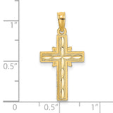 14K D/C Etched Cross Charm