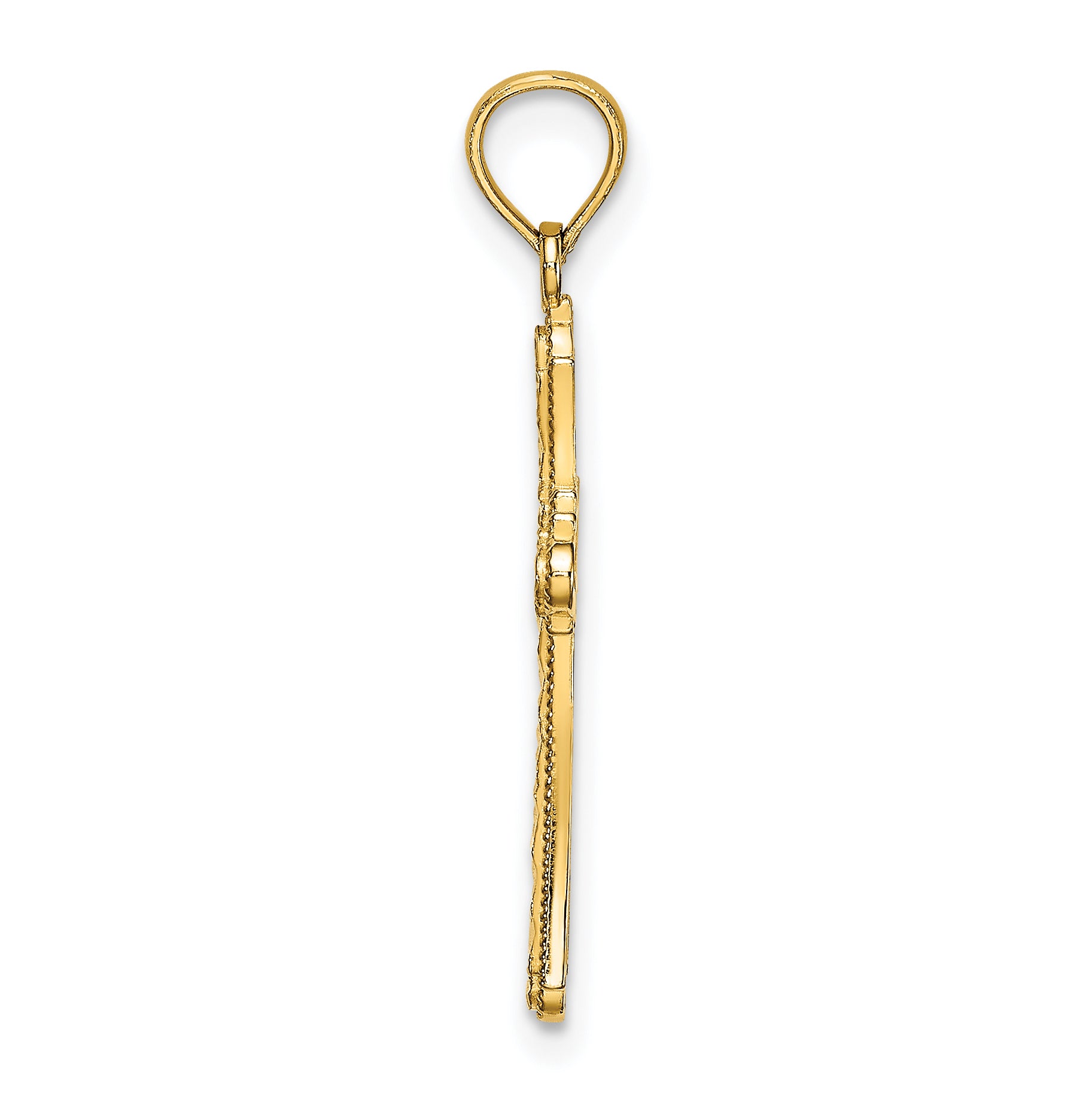 14K D/C Striped Cross Charm