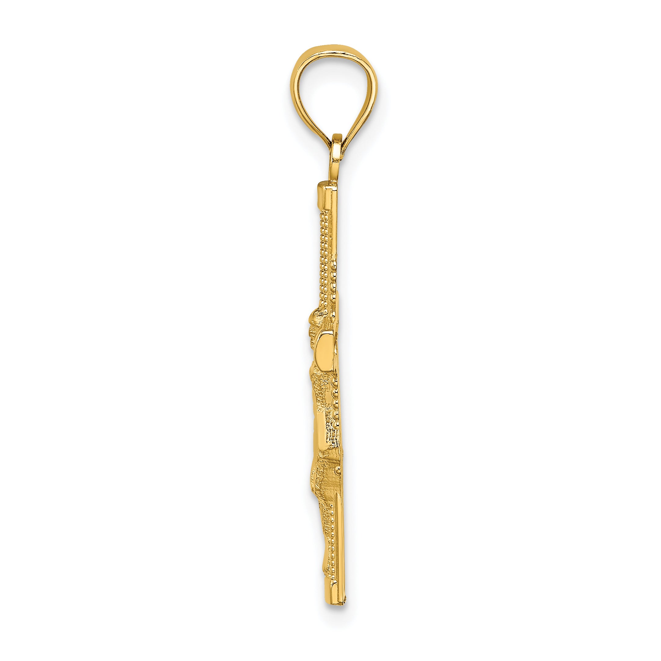 14K Beaded Accent Crucifix Charm