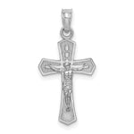 14K White Gold Crucifix W/ Beveled Edges Charm
