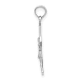 14K White Gold Crucifix W/ Beveled Edges Charm